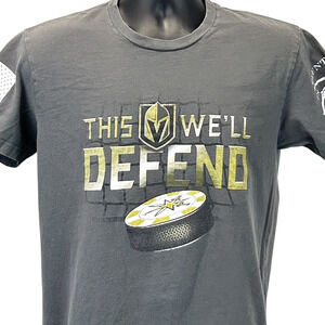 Las Vegas Golden Knights Grunt Style T Shirt This We'll Defend NHL Gray M Medium